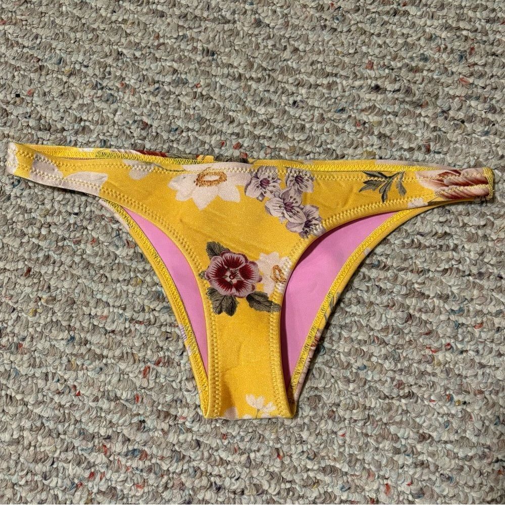 TRIANGL Fiore Giallo swimwear floral neoprene Bikini Swim Bottoms- Size Small